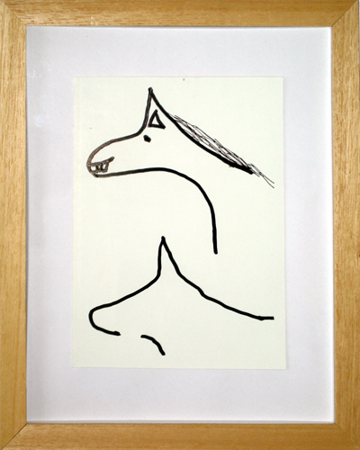 <i>Horses</i>, 2002, gloss paint on paper, 8 1/3 x 6 1/3  inches (21 x 16  cm), framed