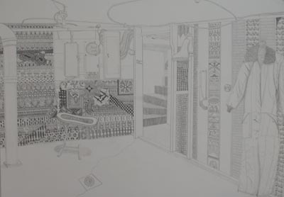 <i>Basement Storeroom</i>, 2002, pencil on paper, 14 x 20 inches (35.5 x 51 cm)