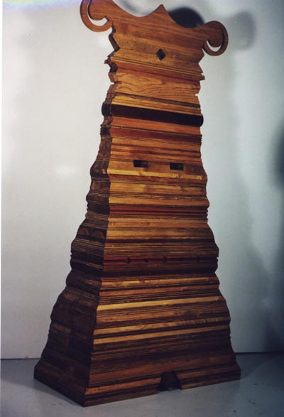 <i>Standing Molding</i>, 1999, stained wood, 69 x 34 x 18 inches (175 x 86.4 x 45.5 cm)