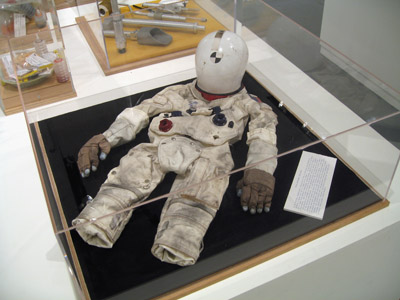 <i>Child Astronaut Test Suit</i>, 1999-2000, nylon, aluminum, silicone, dacron, urethane, steel, 7 1/2 x 19 x 17 1/4 inches (19 x 48 x 43 cm)