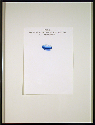 <i>Pill To Give Astronauts Sensation Of Shopping</i>, 2007, marker on paper, 24 3/16 x 18 5/16 inches (61.5 x 46.2 cm)