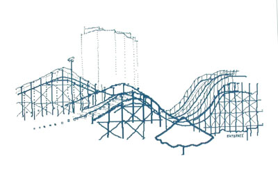 <i>Coaster</i> (from the Dreamland series), 2003, palm pilot drawing engraved on plastic, 11 5/8 x 16 1/2 inches (29.5 x 42 cm), edition of 5