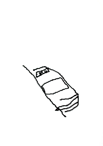 <i>HalfCar</i> (from the World Trade series), 2000, palm pilot drawing engraved on plastic, 23 1/2 x 16 5/8 inches (60 x 42 cm), edition of 5