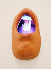 <i>la Grotte</i>, 2004, mixed media, painting, resin, wood, LCD screen, DVD, 9 13/16 x 11 inches (25 x 28 cm)