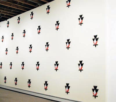 <i>Modular Loops</i>, exhibition view, Parker's Box, 2000, <i>Tradition and Popular Culture</i>, 1993-2000, spray painted, vacuum moulded, plastic, painted wall, overall: 160 x 338 inches (406 x 858 cm)