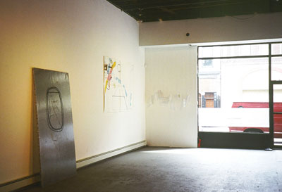 Exhibition view with works by left to right: Simon Faithfull, Jean Belissen, Javier Peafiel