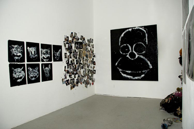 Exhibition view of <i>This Must Be The Place</i>, left to right: <i>Wanted</i>, 2006; <i>Photos From My Collection</i>, 2006; <i>Homer</i>, 2006