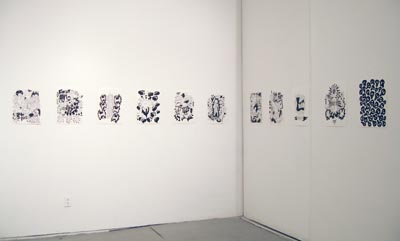 Exhibition View <i>Graphic Fuzz</i>, Parker's Box, 2007, left to right: <i>Lincoln's Booth, 2006; <i>The School</i>, 2006