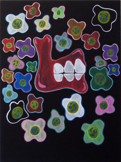 <i>Jaw And Flower</i>, 2007, marker and acrylic on canvas, 47 x 36 inches (120 x 100 cm)