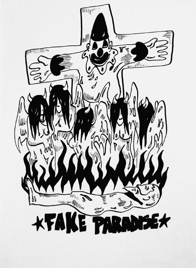 <i>Fake</i>, 2007, black marker on paper, 15 13/16 x 11 14/16 inches (40 x 30 cm)