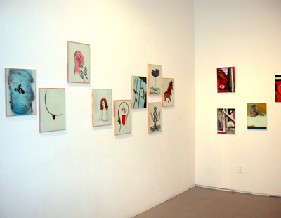 Exhibition View <i>Graphic Fuzz</i>, Parker's Box, 2007, left to right: <i>Witch</i>, 2006; <i>Curves</i>, 2006; <i>Hand With Lightning Bolt</i>, 2006; <i>Charlotte</i>; 2006; <i>Tongue</i>, 2006; <i>Window</i>, 2006; <i>Lightning<i>, 2006; <i>Wings</i>; 2006; <i>Dog Dressed As A Horse