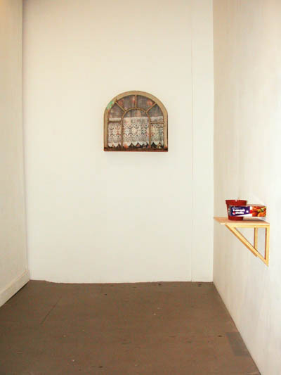 <i>Selection Box</i>, exhibition view, Parker's Box, 2007, left to right: Gerard Williams, <i>Mount Pleasant (from the fictional Neighbors series), 2007; Caroline McCarthy, <i>Promise (American Style)</i>, 2003