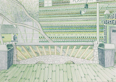 Mike Rogers, <i>Knott's Berry Farm 1<i>, 2007, coloured pencil on paper, 20 x 14 inches (50 x 35 cm)