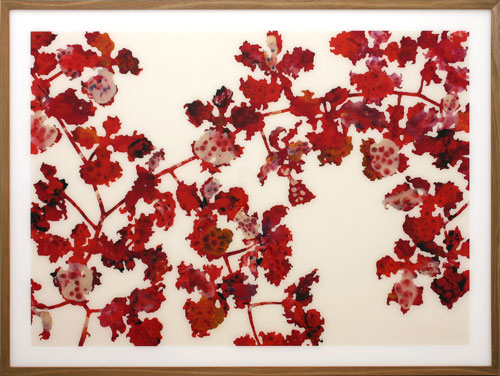 Stefan Sehler, Untitled (Red Flowers II), 2005, acrylic and industrial paint behind Plexiglas, 74 21/32 x 98 21/32 (189 x 249 cm)